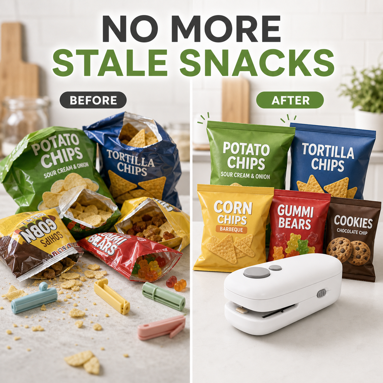 Mini Portable Snack Bag Sealer, Compact Handheld Heat Sealer for Chips & Food Storage - White
